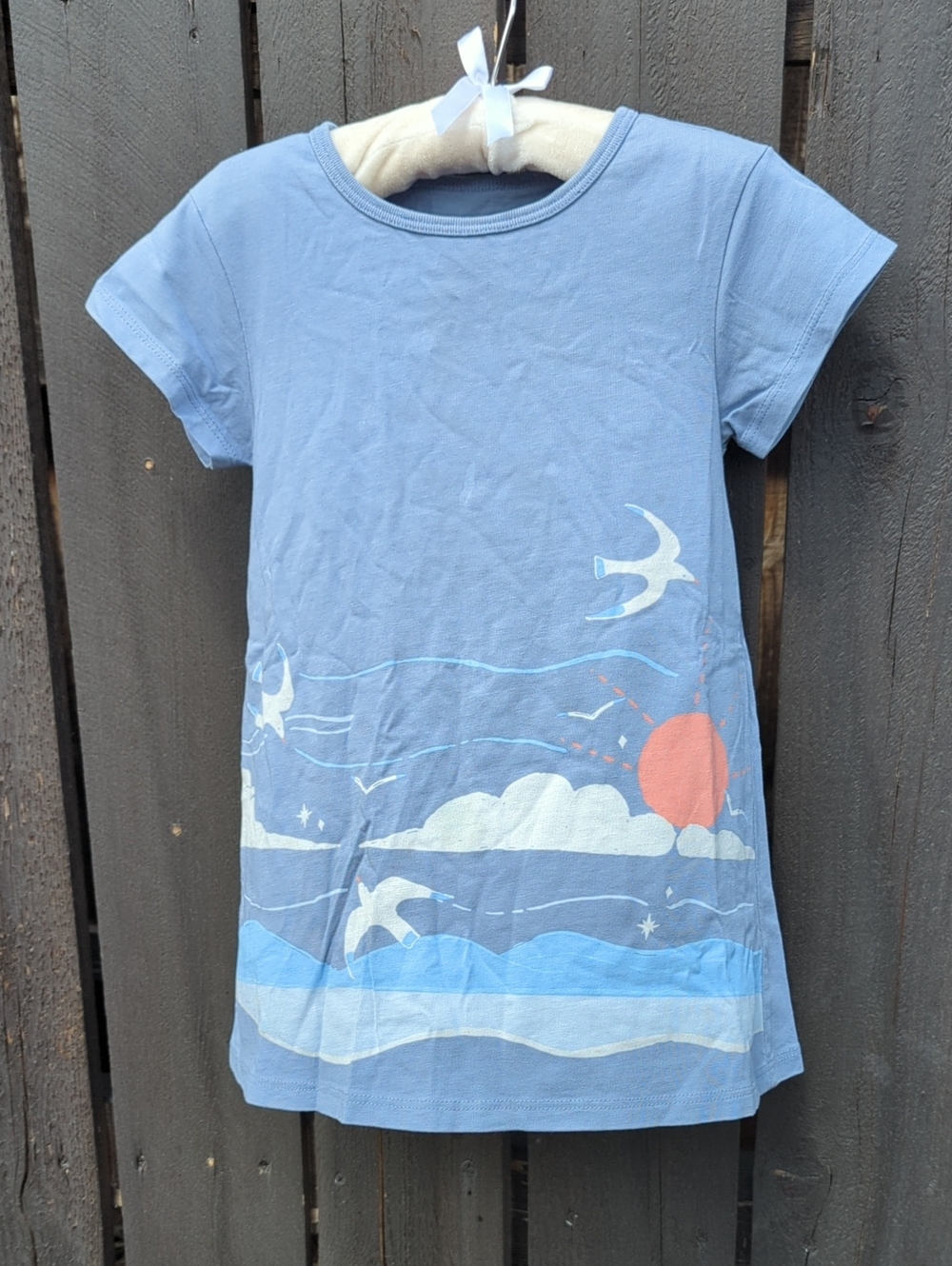 Tea Collection Shortsleeve Dress, Seagulls & Sunset Graphic, 3yrs